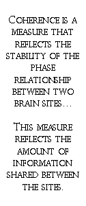 Text Box: Coherence is a measure that reflects the stability of the phase relationship between two brain sites… This measure reflects the amount of information shared between the sites.